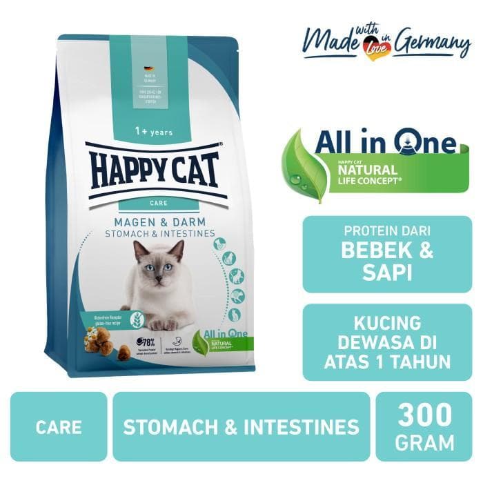 Happy Cat Sensitive Stomach & Intestines 300GR - Makanan Kucing Pencernaan GastroIntestinal Food - gambar 1
