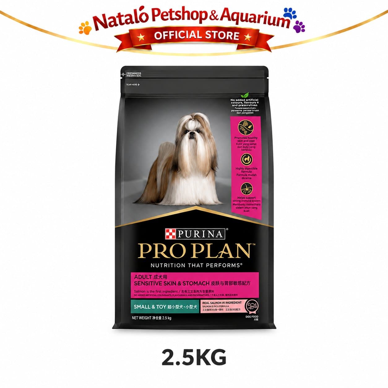 PRO PLAN Sensitive Skin & Stomach Small & Toy / Mini Breed Adult Dog Food 2.5KG - Makanan Anjing Dewasa PROPLAN Ras Kecil Rasa Salmon & Mackerel 2.5 KG - gambar 7