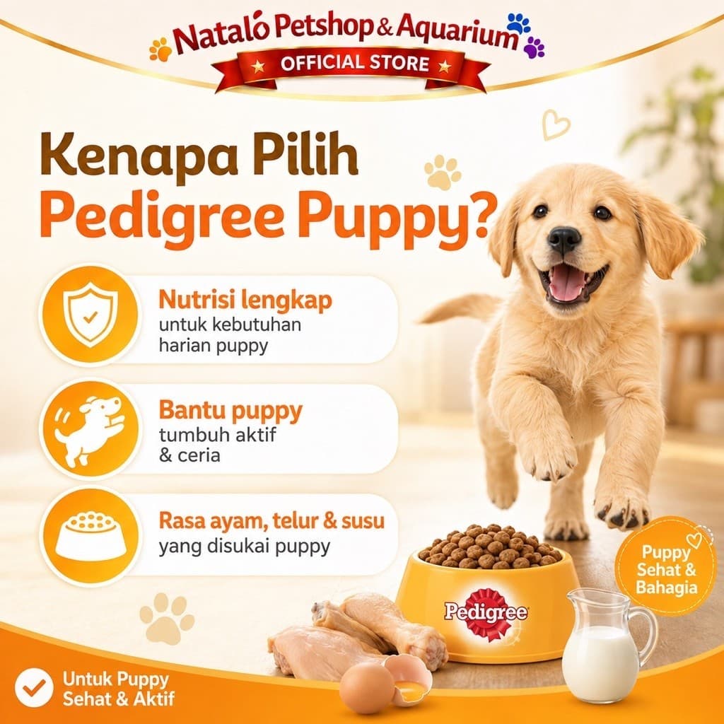 PEDIGREE PUPPY 1.3KG Chicken Egg & Milk Dry Dog Food / Makanan anak anjing - gambar 2