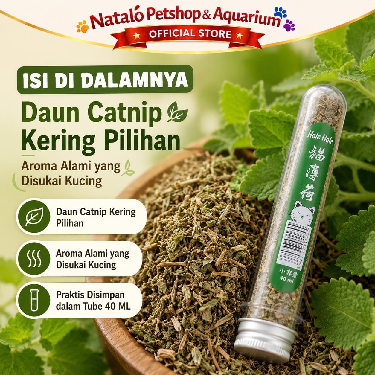 Daun Catnip 40ML Kucing Cat Kitten Tube Cat Nip Penenang Anti Stress Catnip tube / tabung /Cat Nip Kucing - gambar 4