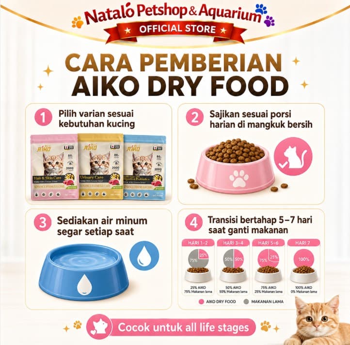 Aiko Premium Cat Food 1KG Tuna with Freeze Dried All Life Stages 1 KG Hair Skin / Urinary / Digestive - Makanan Kucing Kering Segala Usia Bulu Kulit Masalah Kantung Kemih Pencernaan Dry Food - gambar 3