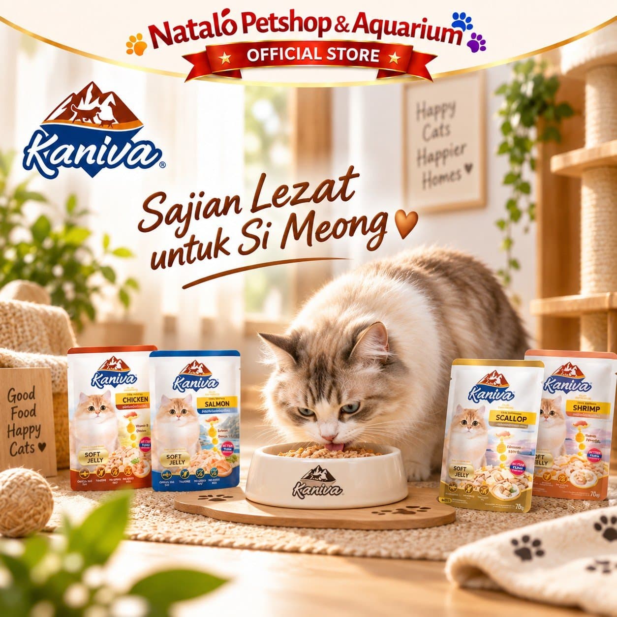 Kaniva Pouch 70GR Premium Wet Cat Food - Daging Makanan Basah Kucing Saset Sachet 70 GR Tuna Chicken Indoor Lobster Gravy Jelly Shrimp Shirasu Scallop Katsuobushi - gambar 7