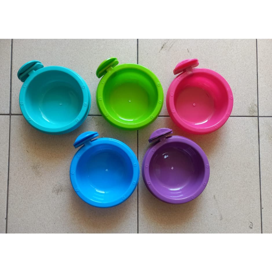 Bowl Single Gantung BULAT LOKAL - Tempat Makan Hewan Kucing Anjing Kelinci Kunci di Kandang Cat Dog Rabbit Feeder - gambar 1