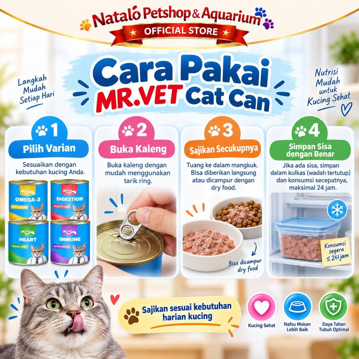 Mr. Vet Cat Can All Life Stages Functional Wet Food 400GR - Makanan Basah Kaleng Kucing Mr.Vet Semua Tahap Usia Fungsional Kesehatan 400 GR - gambar 3