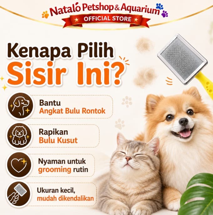 Sisir BR 203 Kecil - Slicker Hewan Kucing Anjing Kelinci anak bulu - gambar 2