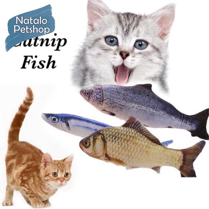 Boneka IKAN isi Catnip untuk Kucing/Anjing - Mainan Hewan Lucu anti stress cat pet toy - gambar 1