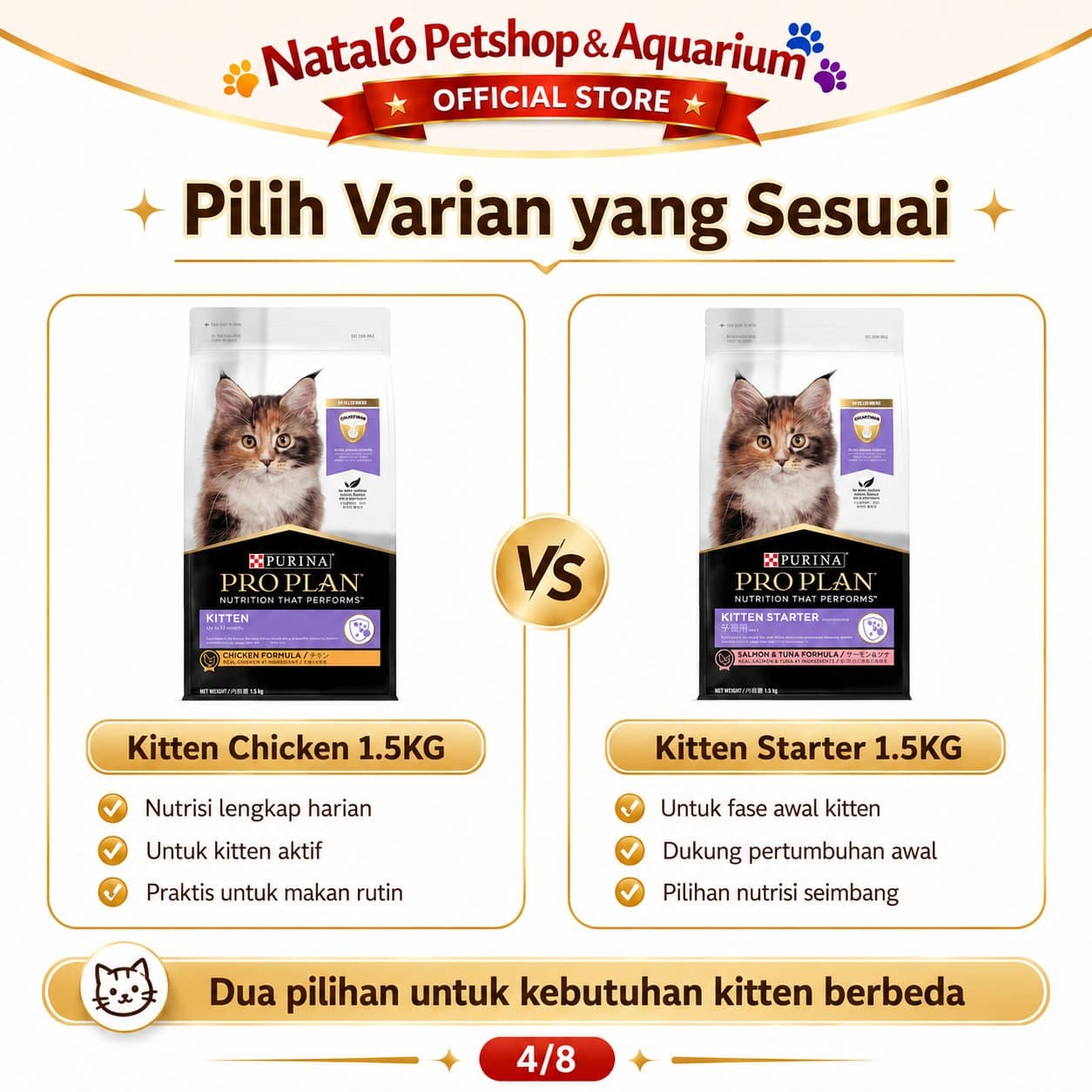 PRO PLAN Kitten Starter / Kitten Chicken 1.5KG Cat Food - Makanan Bayi dan Anak Kucing Buat Gemuk PROPLAN 1.5 KG - gambar 2