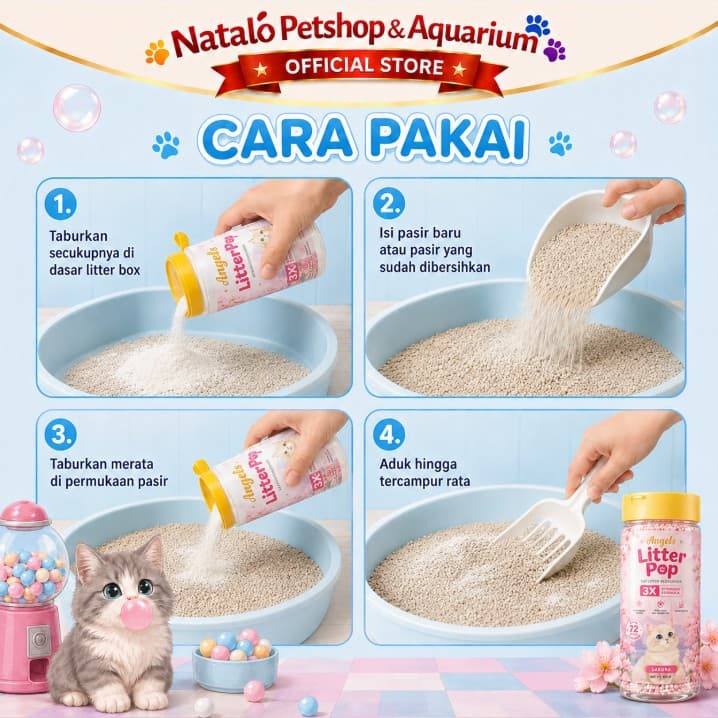 Angels Litter Pop 160GR Cat Litter Deodorizer Bloom Pewangi Bak Pasir Kucing - gambar 5