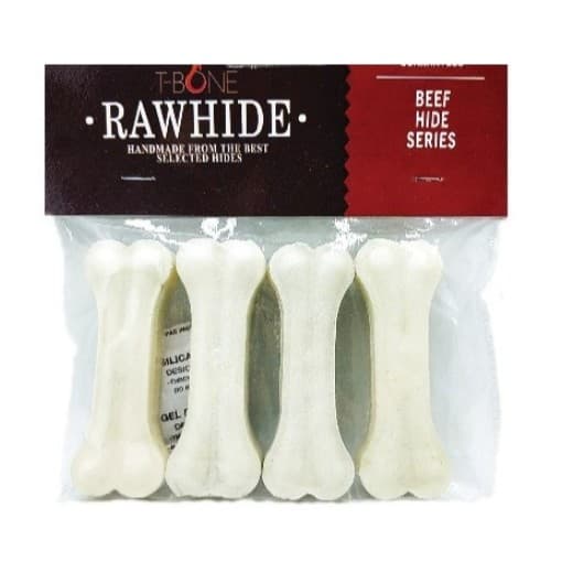 Pressed Bone Milk 3.25" isi 4 pc - T-Bone Rawhide Tulang Press Medium Putih 4pc Beef mix Susu