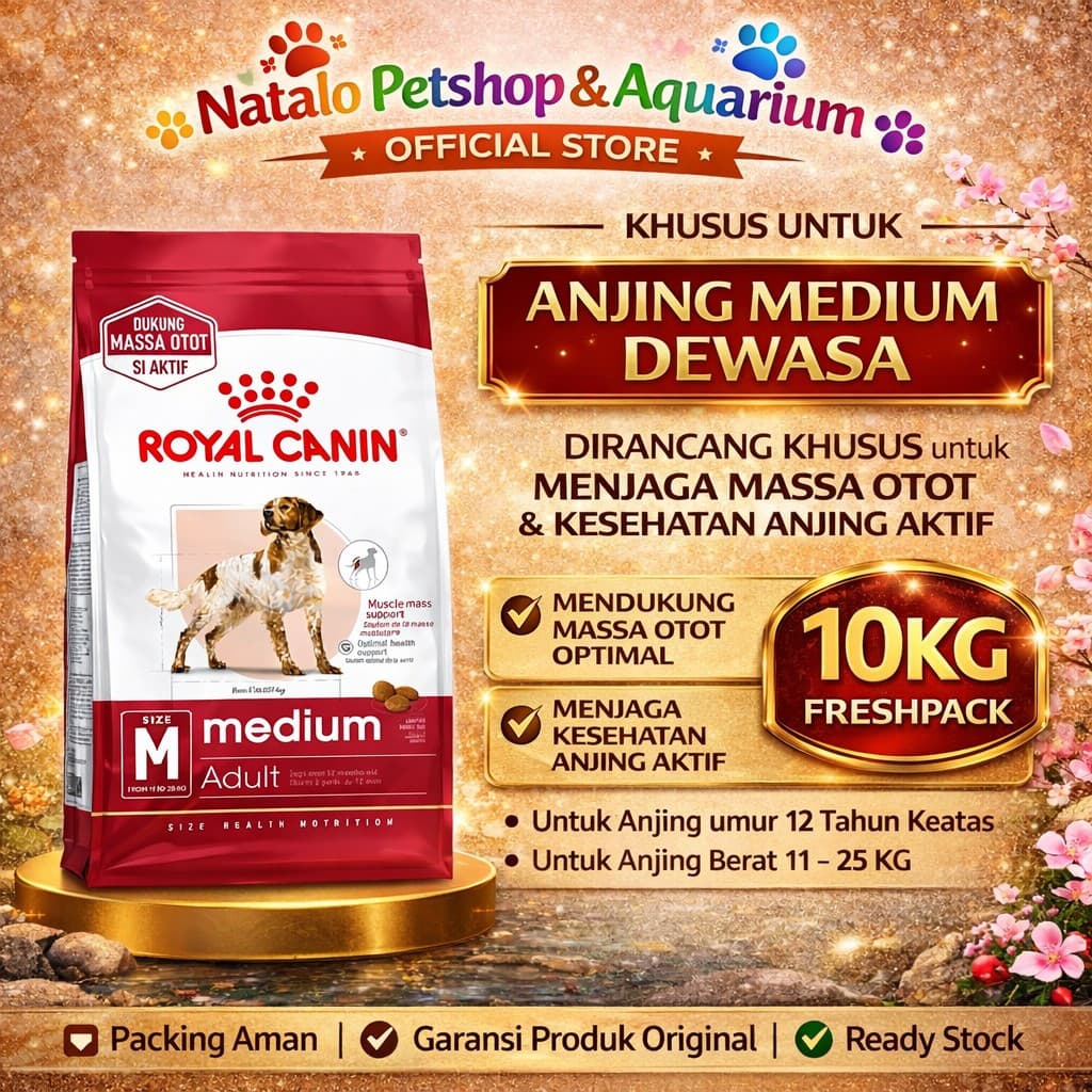Royal Canin Medium Adult Dog 10KG Makanan Anjing Dewasa Ras Sedang Pelet Food Pakan - gambar 1