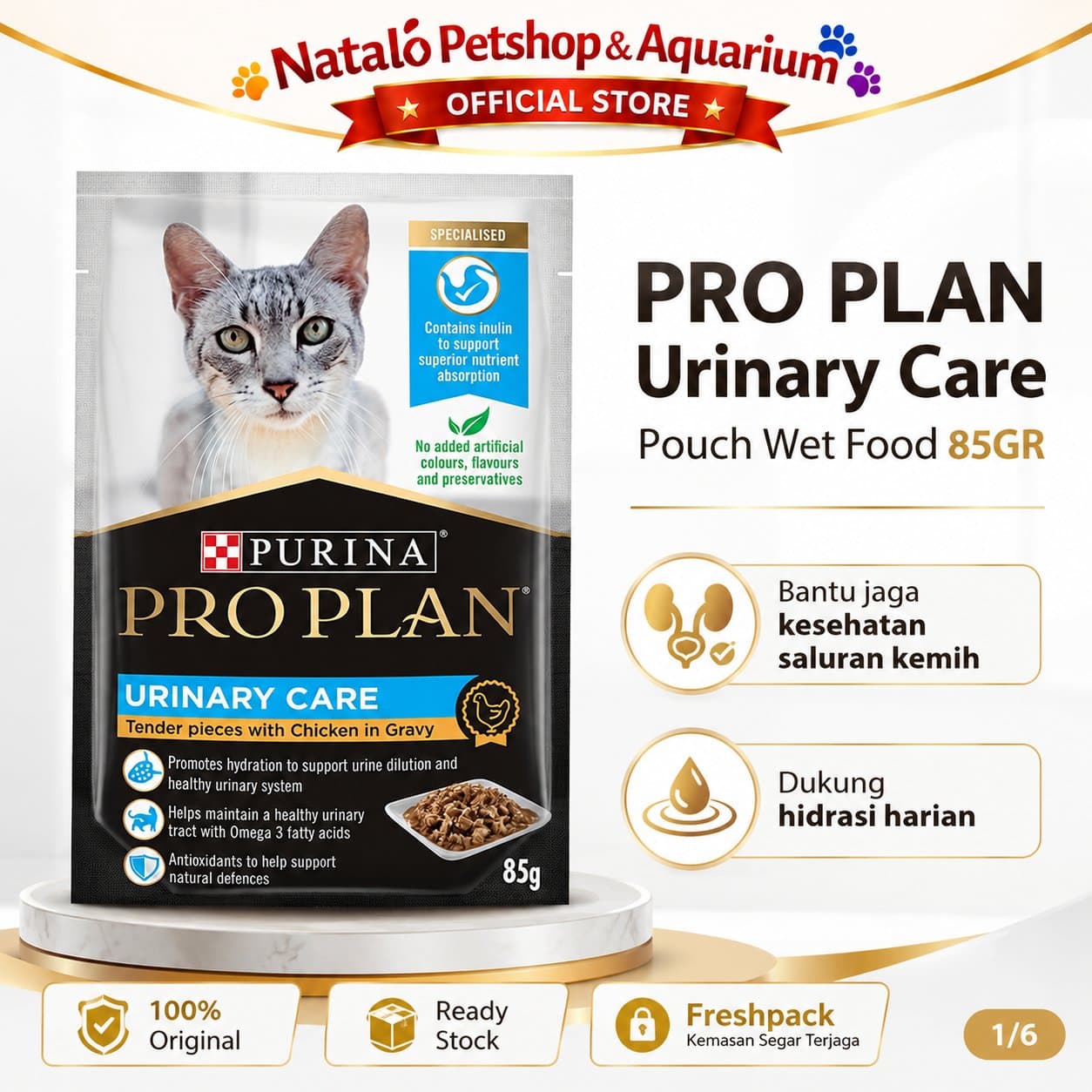 Pro Plan Urinary Care Pouch Wet Food 85 GR - Makanan Basah Saset Kucing Dewasa untuk Saluran Kencing Kantong Kemih FLUTD 85GR Proplan - gambar 1