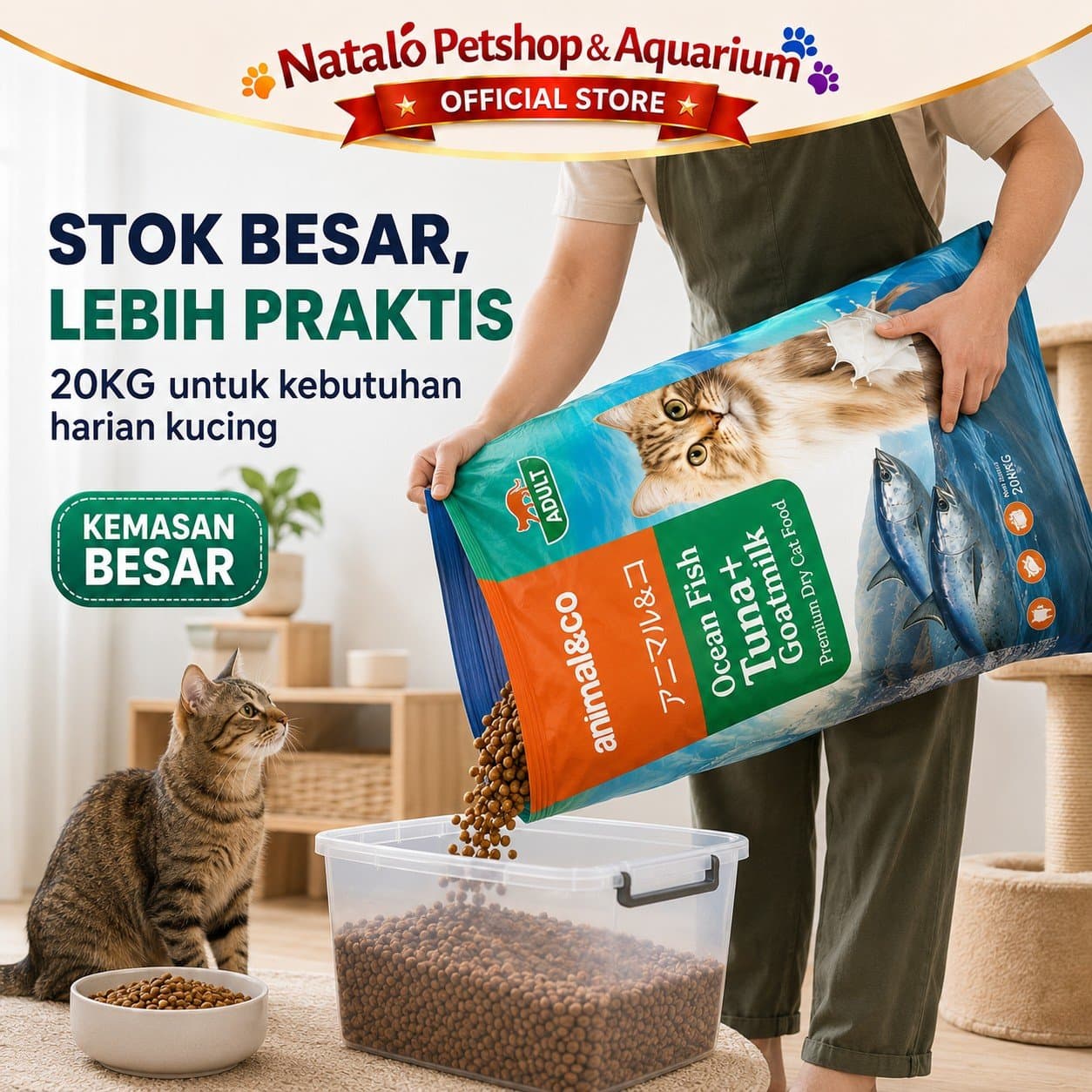 Animal&Co Kitten & Adult Dry Cat Food 20KG (800gr x 25pack) - Makanan Kering Kucing Anak Dewasa 20 KG - gambar 5
