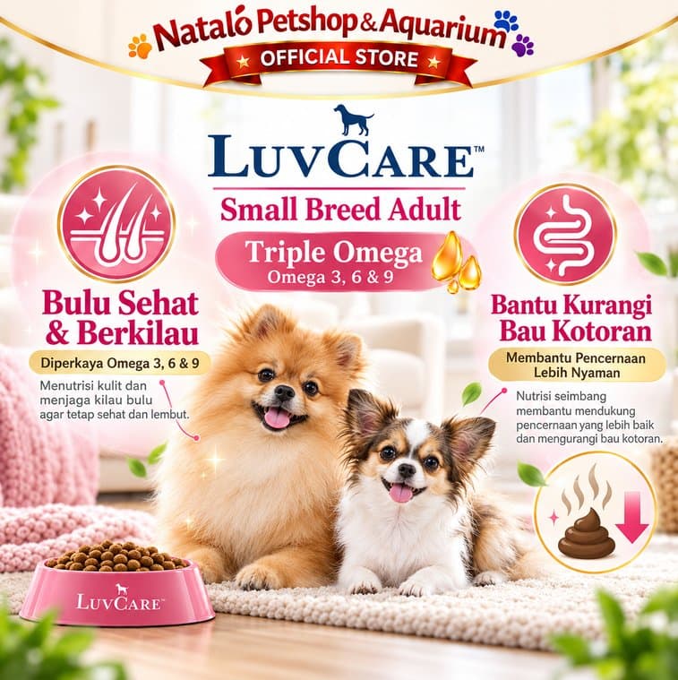 LuvCare Small Breed Adult Triple Omega 9KG Makanan Anjing Dewasa Ras Kecil Dog Food Omega 3 6 9 Healthy Skin & Coat - gambar 2
