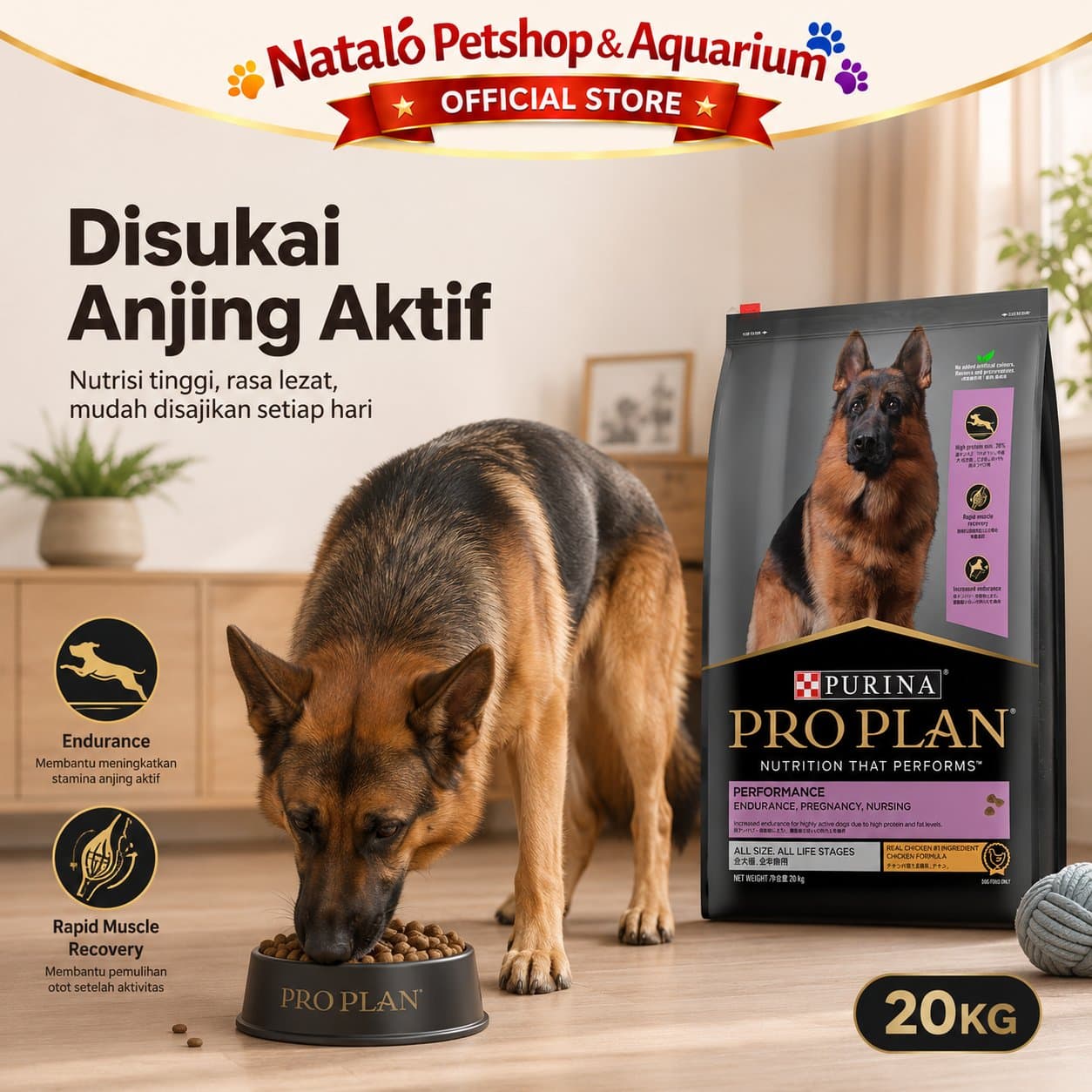 PRO PLAN Performance All Age & All Size 20KG Dog Food Chicken Formula - Makanan Anjing Semua Umur dan Jenis Ras untuk Performa / Aktif / Pekerja / Daya Tahan / Hamil Menyusui 20 KG - gambar 5