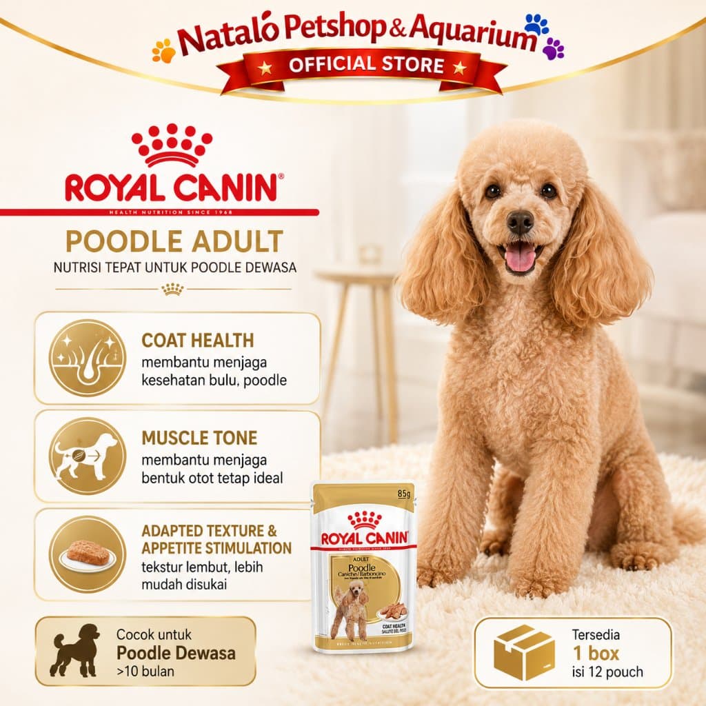 Royal Canin Adult Poodle Pouch Wet Food 1 BOX isi (12pcs X 85gr) - Makanan Basah Saset Ras Pudel - gambar 2