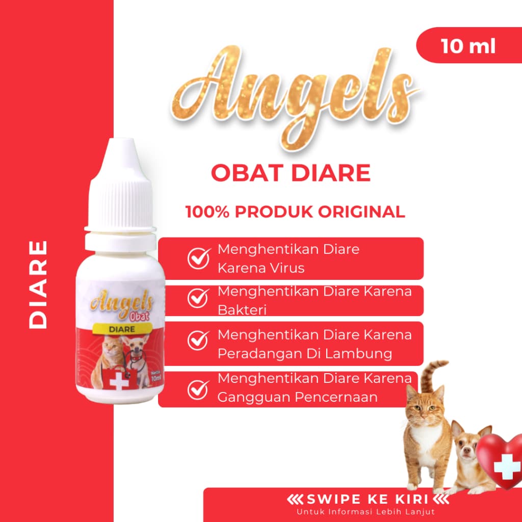 Angels Obat Diare Hewan 10ML Kucing Anjing Mencret Pencernaan Gastro Intestinal Cat Dog Lambung - gambar 1