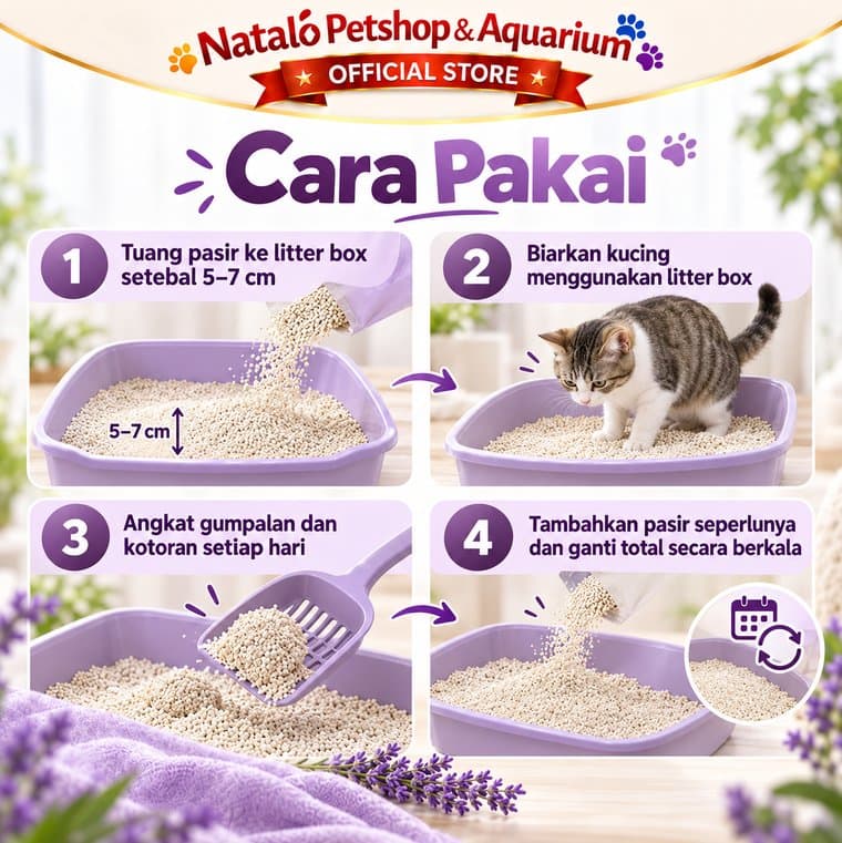 YUCA Cassava Cat Litter 7L Pasir Kucing Singkong Gumpal Cepat Menggumpal Pengurang Bau Pasir Kucing 7 Liter by Purrsona - gambar 3