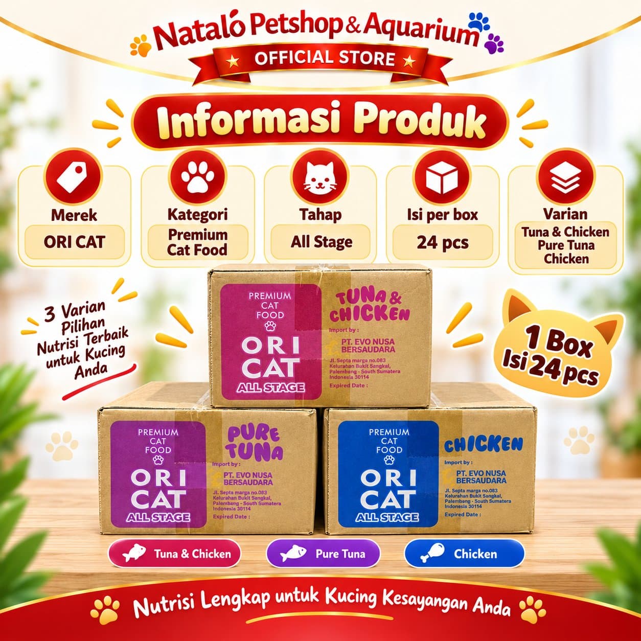 ORICAT Pouch Wet Cat food 1 BOX isi (24pcs x 80gr) All Life Stages - Makanan Basah Saset ORI CAT untuk Kucing Semua Tahap Usia - gambar 4