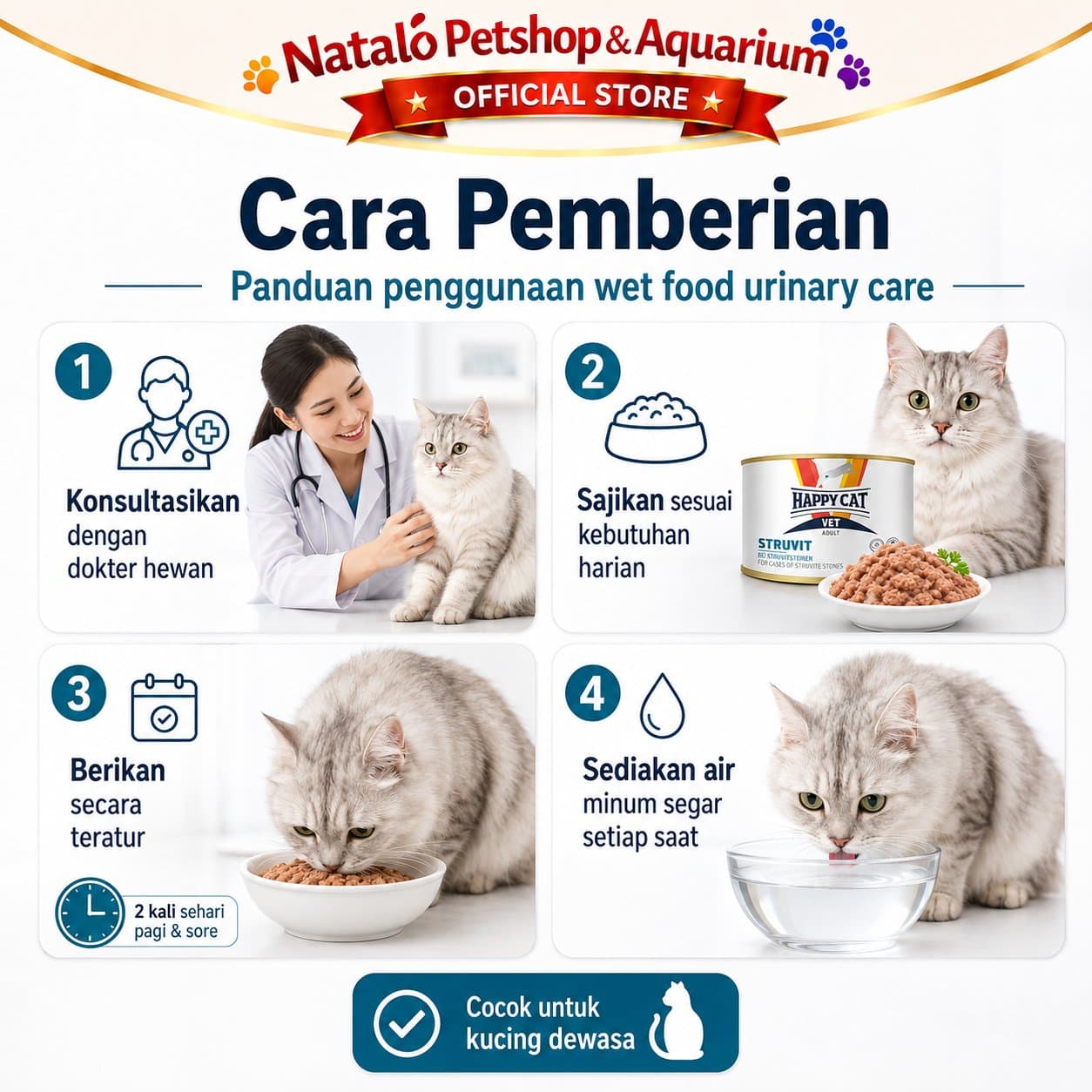 Happy Cat Vet Kaleng Urinary S/O Struvit 200 GR - Makanan Basah Kucing untuk Pengobatan Saluran Kencing Kemih 200GR - gambar 3