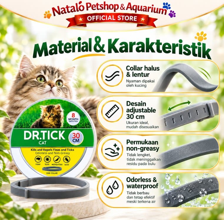 Dr Tick Cat 30cm Kalung Anti Kutu Kucing Tahan Hingga 8 Bulan Anti Flea Tick Waterproof Adjustable - gambar 4