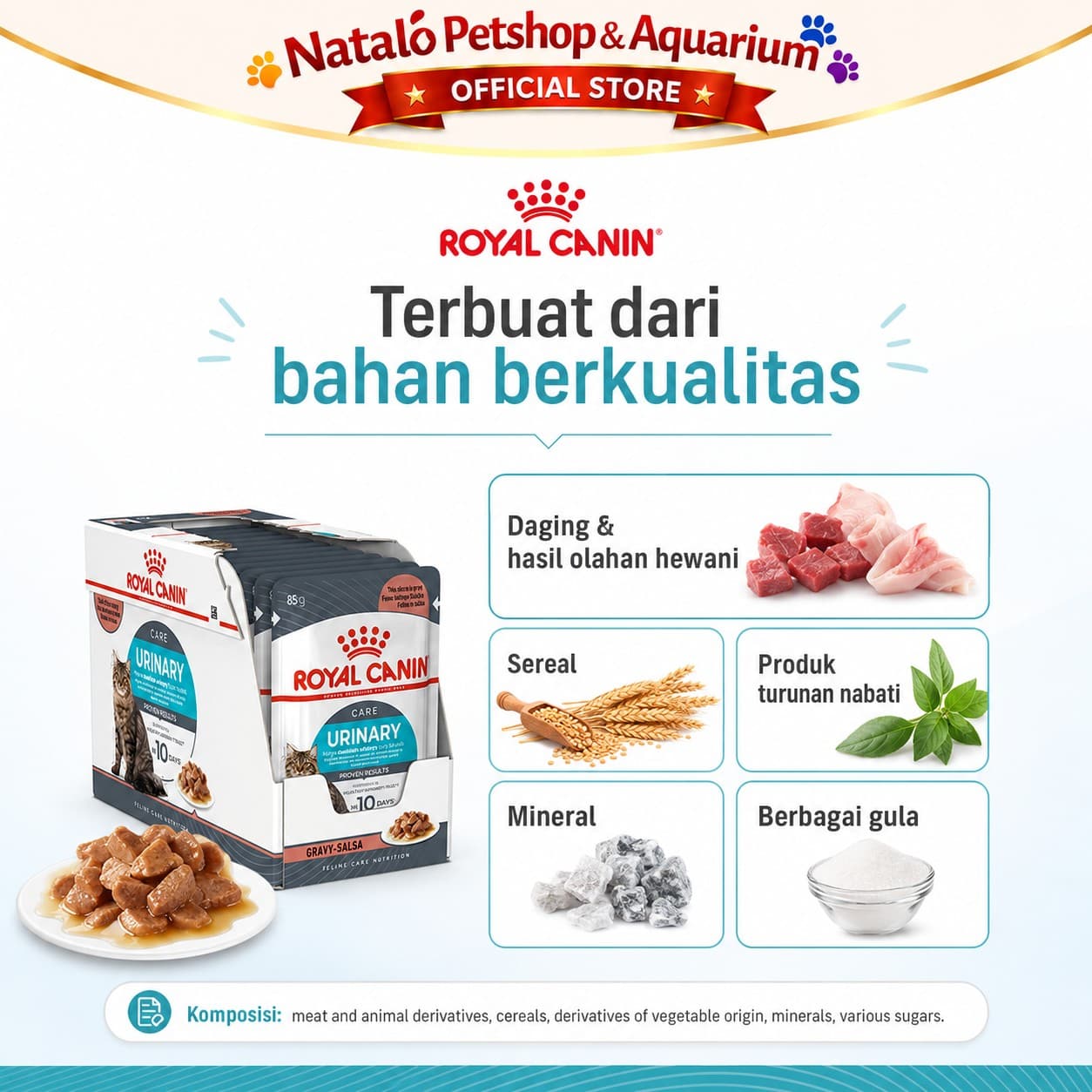 Royal Canin Urinary Care Pouch Wet Food 1 BOX isi (12pcs X 85gr) - Makanan Basah Saset Kucing Sachet - gambar 4