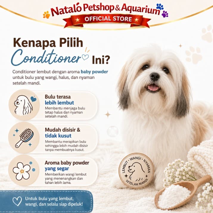 M-Pets CONDITIONER Baby Powder 250ML Gentle All Skin Type Anjing Puppy. - gambar 2