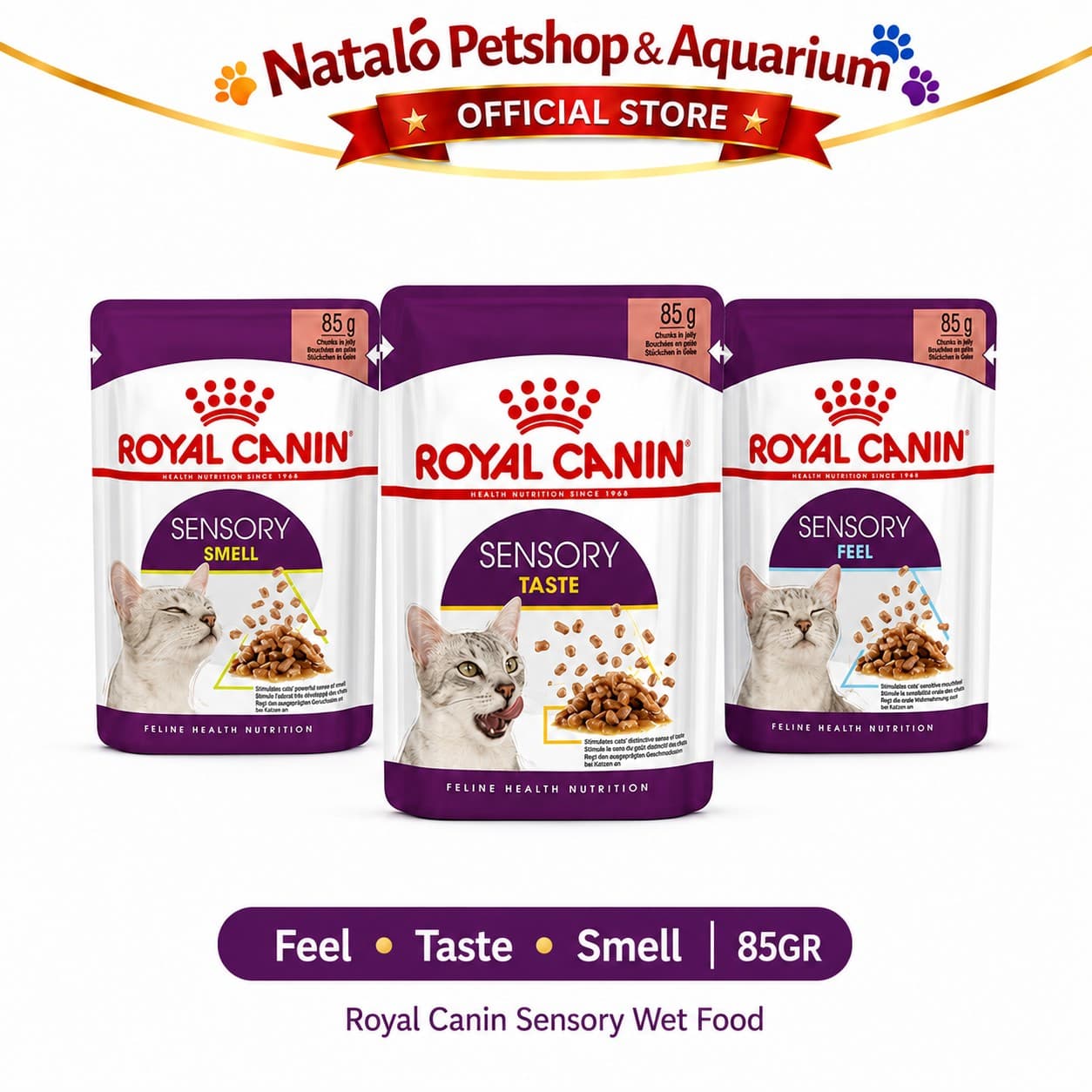 Royal Canin Sensory Wet Food Pouch Taste Feel Smell 85GR - Makanan Basah Saset Kucing 85 GR - gambar 6