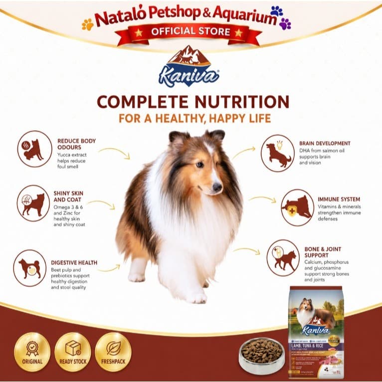 Kaniva Dog Lamb Tuna & Rice 3.2KG Dry Food - Skin Coat All Life Stages - Premium Makanan Anjing Kering rasa Domba Segala Usia Anak Dewasa Medium Large Breed Puppy Adult 3.2 KG - gambar 2