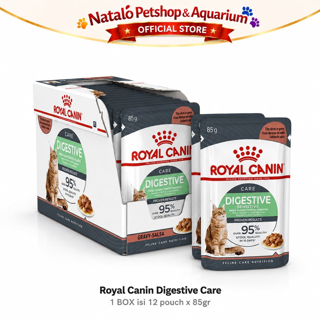 Royal Canin Digestive Care Pouch Wet Cat Food 1 BOX isi (12pcs X 85gr) - Makanan Basah Saset Kucing untuk Pencernaan - gambar 6