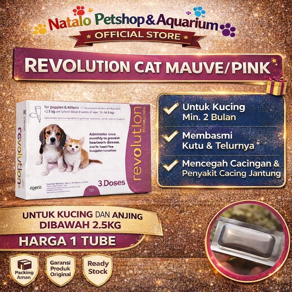 Revolution Kitten / Puppy Mauve / Pink 0.25ML untuk berat <2.5KG - Obat Tetes Kutu Anak Kucing dan Anjing harga per AMPUL / TUBE - gambar 1