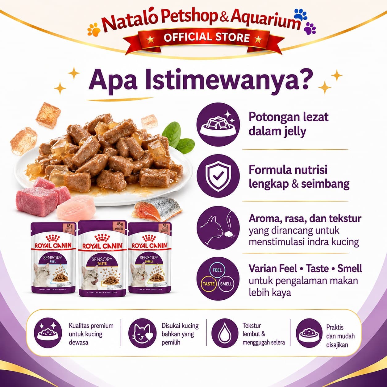 Royal Canin Sensory Wet Food Pouch Taste Feel Smell 85GR - Makanan Basah Saset Kucing 85 GR - gambar 4