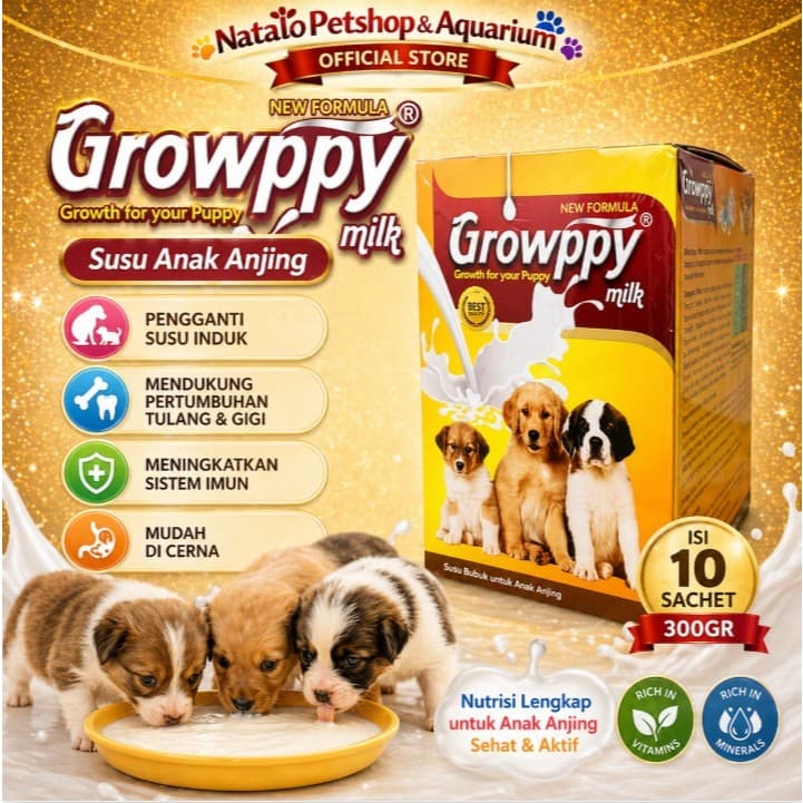 GROWPPY BOX 300gr / isi 10 sachet 30gr / Susu Anak Anjing - Pengganti Susu Induk / Dog Puppy Puppies Milk 30 GR 300 GR saset / Replacer Growpy - gambar 1