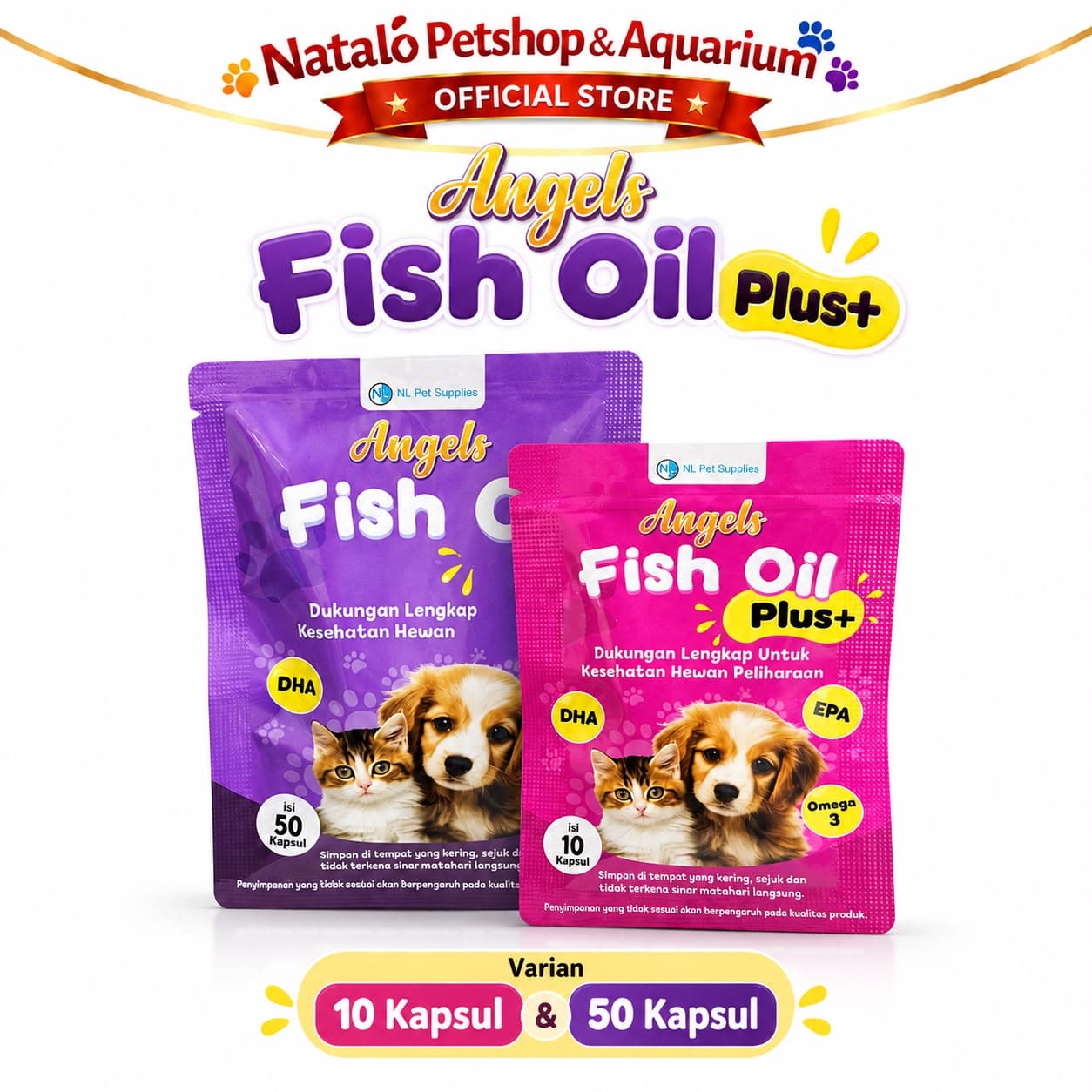 ANGELS PET CARE  Fish Oil Penambah Nafsu Makan & Vitamin Bulu isi 10 & 50 Butir / Kapsul Minyak Ikan Vitamin Hewan Kucing Anjing untuk Kesehatan - Premium Pet Cat Dog Supplement for Health Skin Coat Care - gambar 6