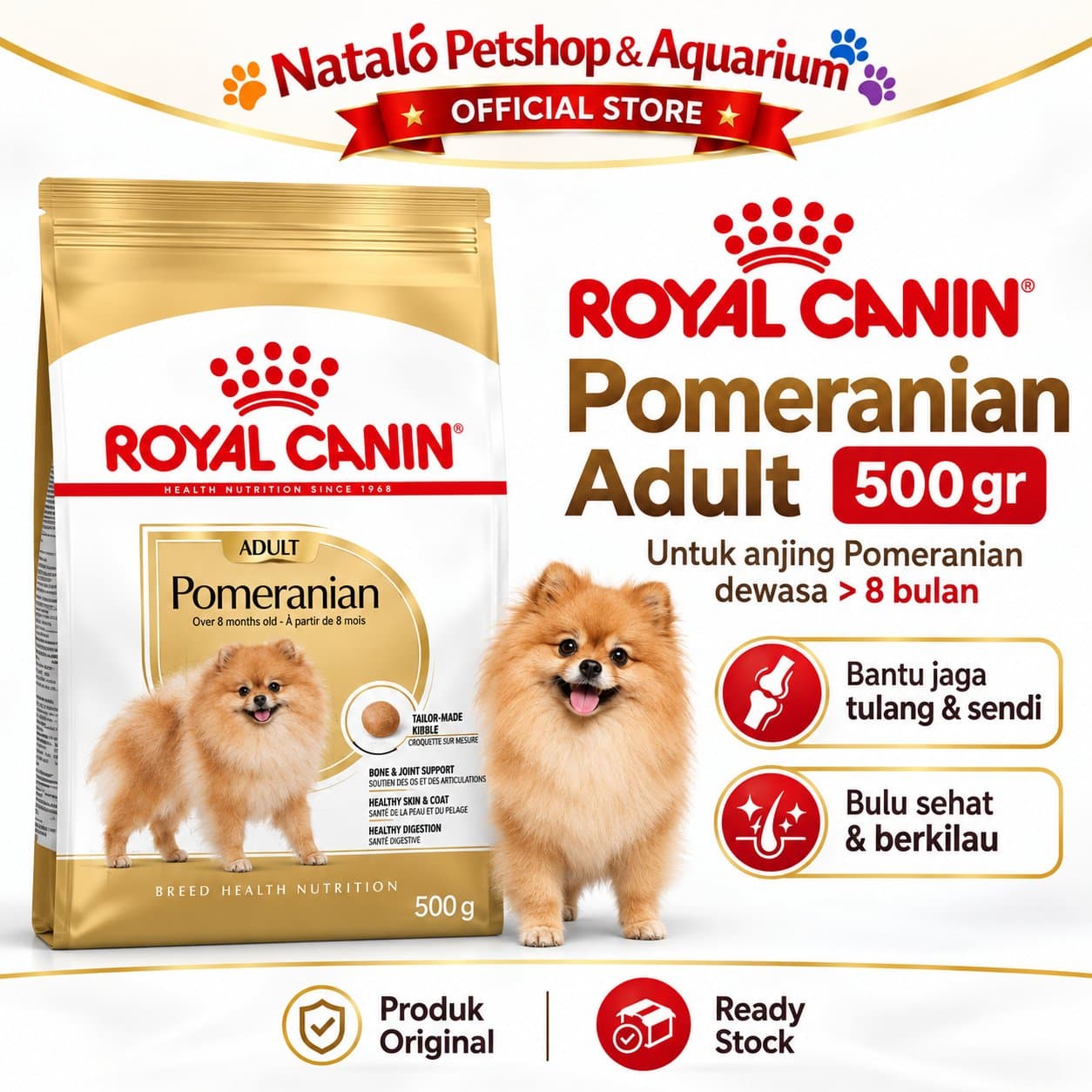 Royal Canin Pomeranian Adult 500GR Dry Dog Food - Makanan Anjing Dewasa Ras Pom 500 GR - gambar 1