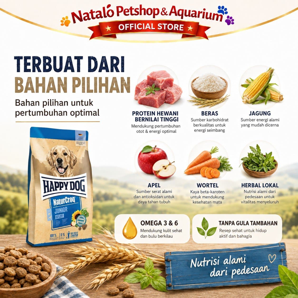 Happy Dog NaturCroq Junior 15KG Medium Large Breed Dog Food - Makanan Anak Anjing Ras Besar 15 KG - gambar 4