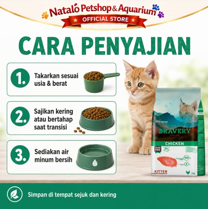 Bravery Kitten Chicken 2KG Makanan Anak Kucing Baby Cat Super Premium - gambar 3