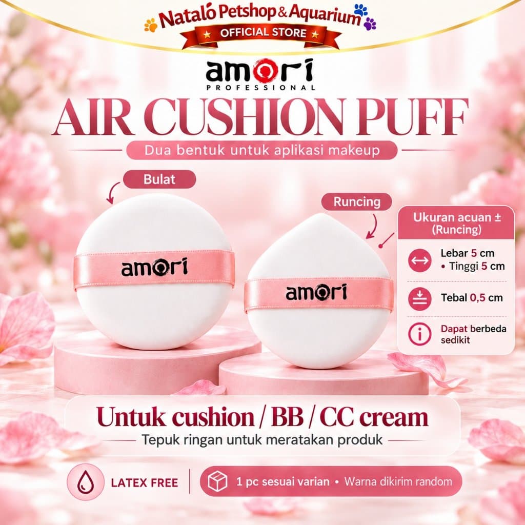 AMORI Puff Makeup Spons Bedak - Powder Puff, Air Cushion Puff, Mini Puff & Sponge Foundation - gambar 3
