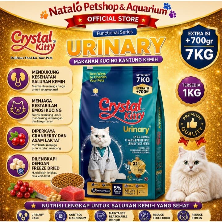 Crystal Kitty Urinary 1 KG / All Life Stages - Makanan Kucing untuk Saluran Kencing Semua Umur 1KG - gambar 1