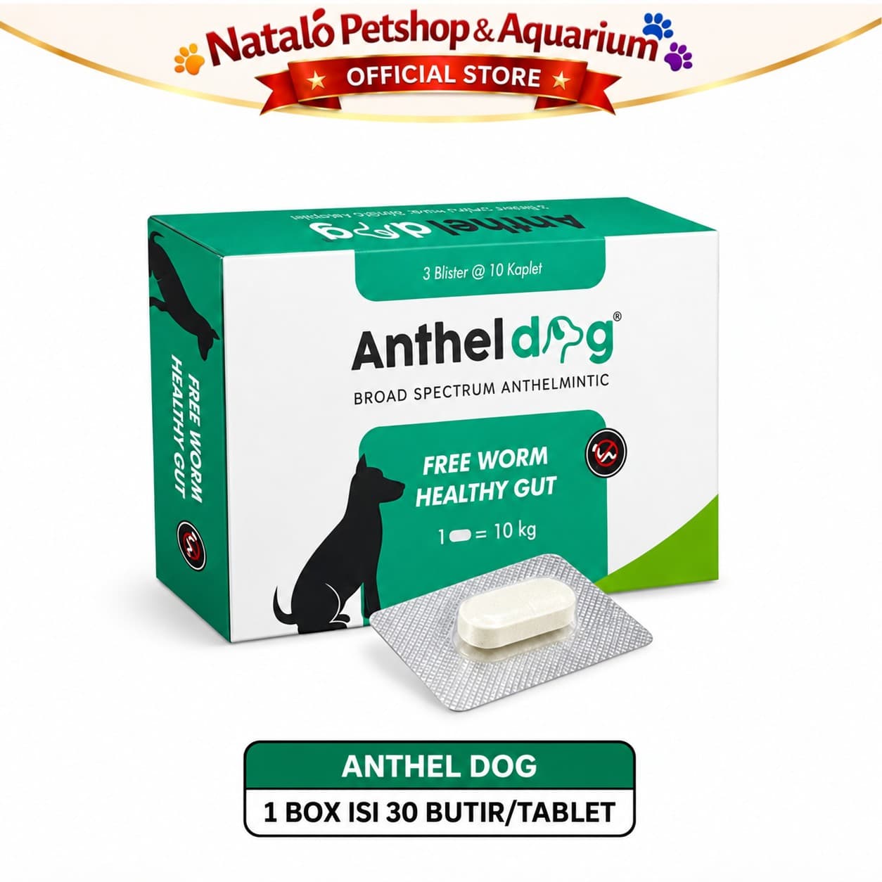 Anthel Dog Kalbe Obat Cacing Anjing 1 Box Isi 30 Kaplet Spektrum Luas untuk Pencegahan dan Pengobatan Cacing Pita, Gelang, Cambuk dan Kait - gambar 6