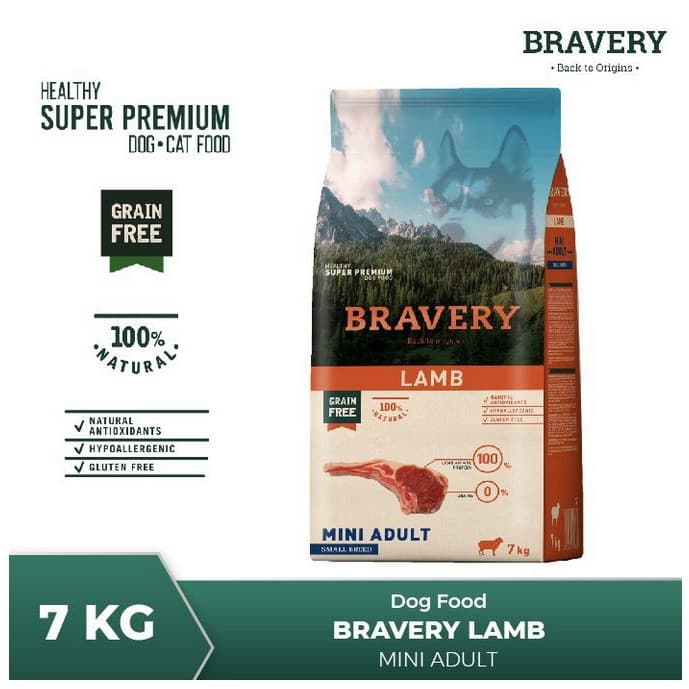 Bravery Mini Adult LAMB 7KG Makanan Anjing Small Breed Adult Dog Food Super Premium Pelet - gambar 2