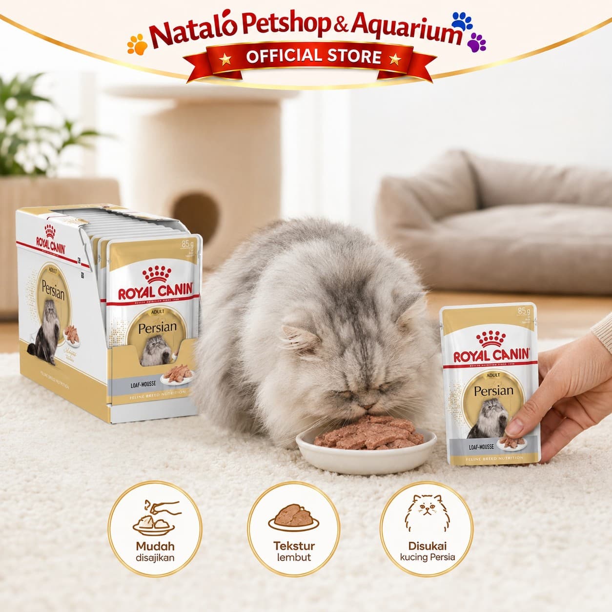Royal Canin Adult Persian Pouch Wet Food 1 BOX isi (12pcs X 85gr) - Makanan Basah Saset Ras Persia - gambar 5