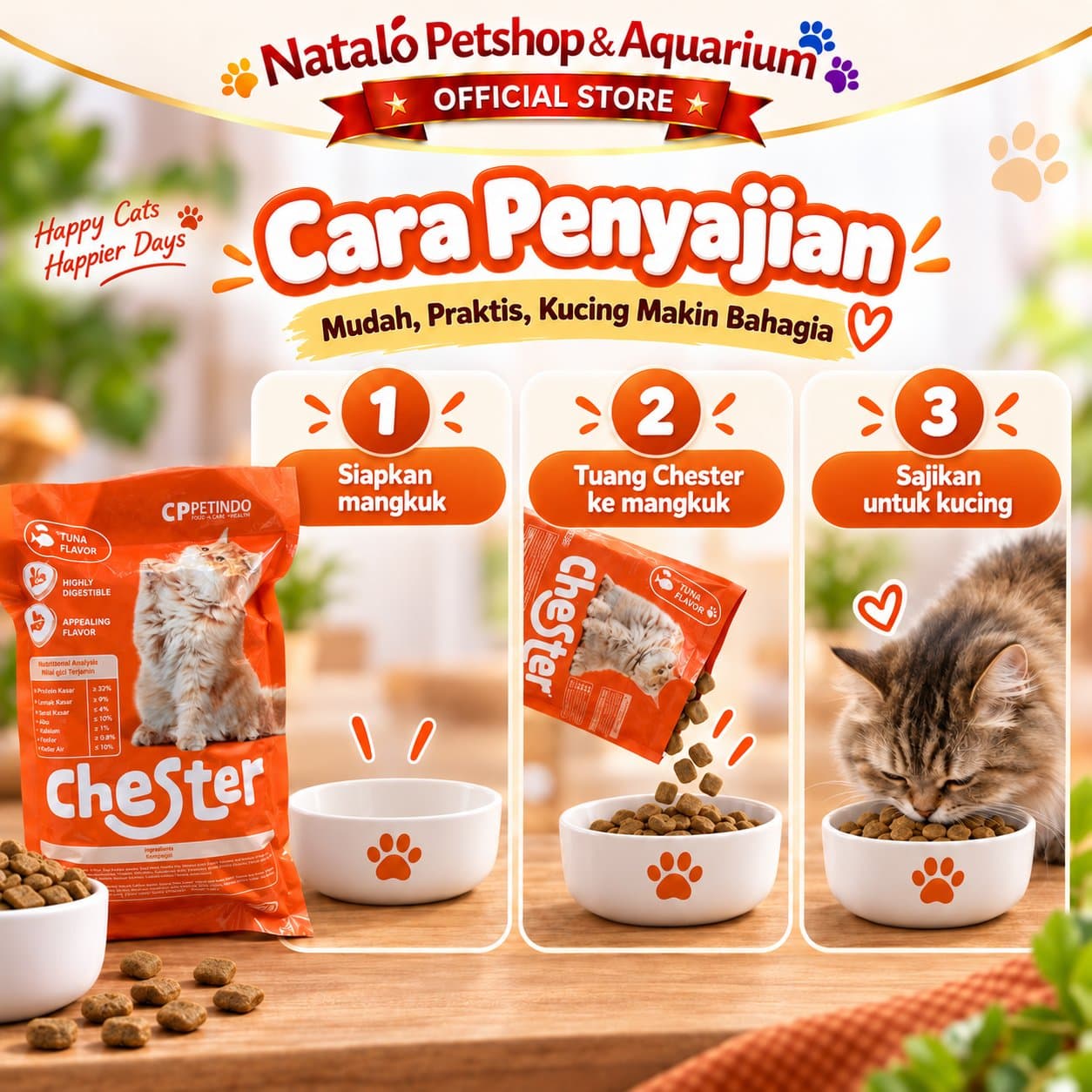 Chester 800GR Tuna Adult Dry Cat Food - Makanan Kering Kucing Dewasa 800 GR - gambar 3
