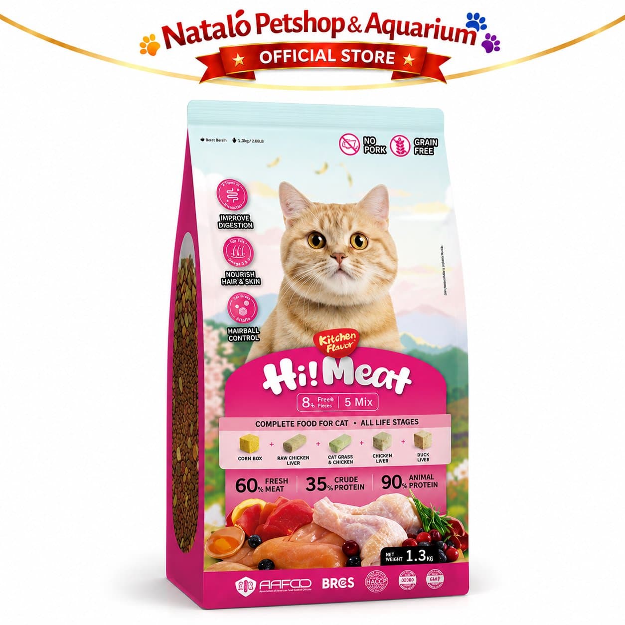 Kitchen Flavor Hi!Meat Complete Cat Food for All Life Stages 1.3KG No Pork - Makanan Kucing Semua Umur Hi Meat / Hi-Meat / Hi! Meat / Himeat 1.3 KG - gambar 6
