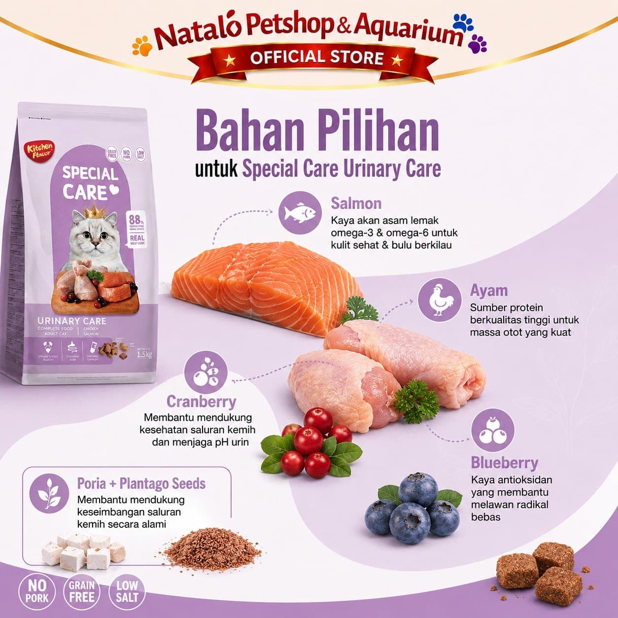 Kitchen Flavor Special Care Urinary Care Adult Cat Food 1.5KG - Makanan Kucing Dewasa untuk Kesehatan Kantung Kemih / FLUTD 1.5 KG - gambar 4