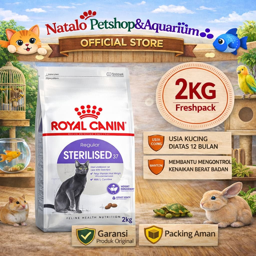 Royal Canin Sterilised 37 2KG - Makanan Kucing Dewasa Steril / Kebiri untuk Kesehatan 2 KG - gambar 1