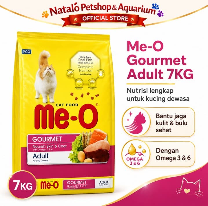 Me-O Adult Cat Food Gourmet 7KG - Makanan Kucing Dewasa Premium Meo 7 KG Kering Dry Food Pelet Pakan Rasa Ikan Meo Me o - gambar 1