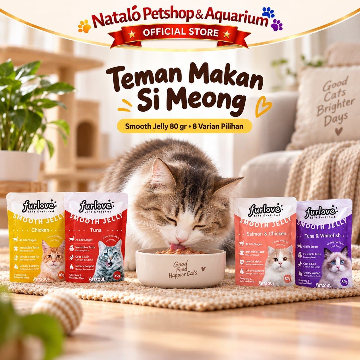 Furlove Pouch Wet Cat Food All Life Stages 80GR - Makanan Basah Sachet Kucing Semua Tahap Usia / Umur Murah 80 GR - gambar 5