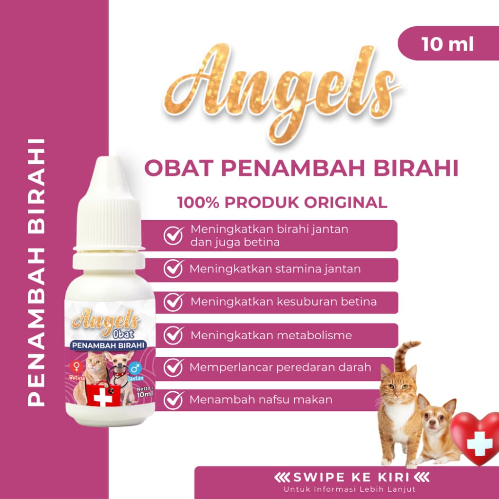 Angels Obat Penambah Birahi 10ML Untuk Kucing & Anjing Jantan Betina - Cat Dog Lust Enhancer - gambar 1
