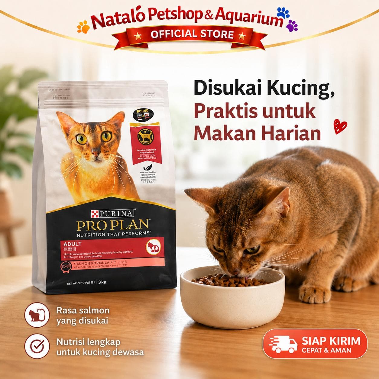 PRO PLAN Adult Salmon 1.5 KG - Makanan Kucing Dewasa PROPLAN Premium 1.5KG - gambar 5