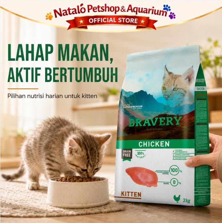 Bravery Kitten Chicken 2KG Makanan Anak Kucing Baby Cat Super Premium - gambar 6
